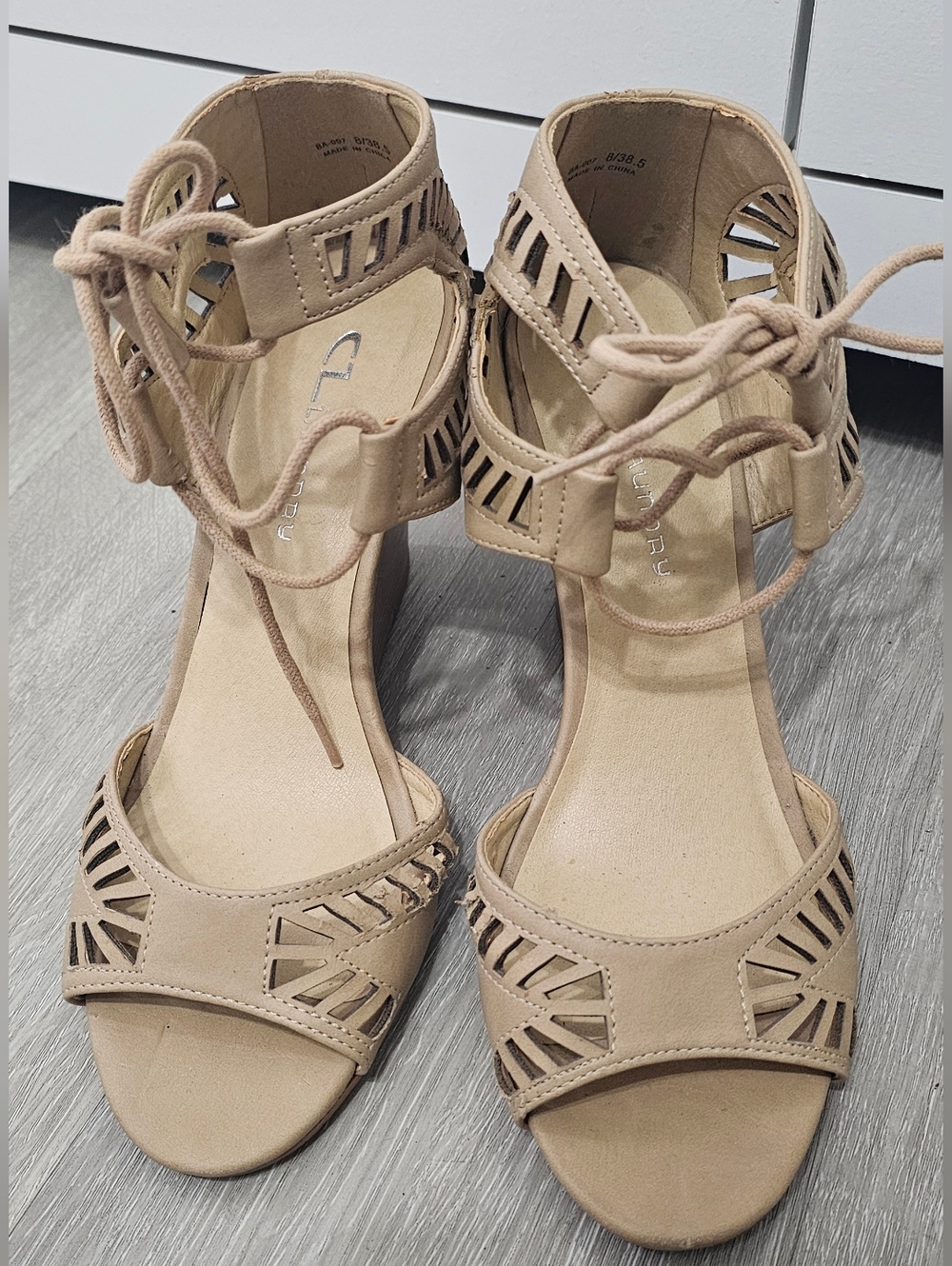 Nude Women's Lace-Up Wedge Sandals